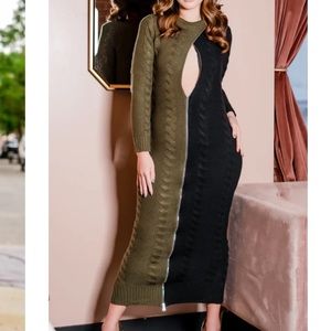 Black olive sweater cut-out dress. Great quality